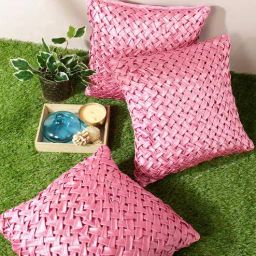 romee Pink Chenille Geometric 16x16 inches Cushion Cover (3Pc)-picture-28