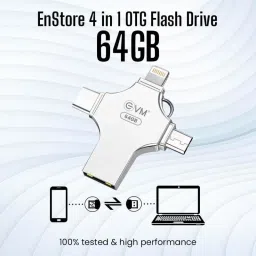 EVM EnStore 4 in 1 OTG FlashDrive/Type C/Lightning/USB 3.0 for PC/IOS/Android 64 GB Pen Drive Compatible with Desktop Computer, Laptop, Mobile USB 3.0 Metal Case image 2