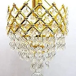 Crystal Hanging Pendant Beautiful Jhumar Ceiling Lamp with s4 Crystal (Golden) Chandelier Ceiling Lamp-picture-25