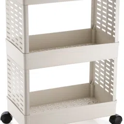 Cutlery Kitchen Rack Plastic, 3 layer Plastic Plastic Kitchen Trolley-image-9