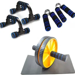 Pack of 4 Combo | Hand Gripper, AB Wheel Roller and Pushup Bar Stand | Foam Handle Hand Gripper For Increase Arms and fingers Physical Strength with AB Wheel Roller for tummy Trim and Pushup Bar Stand For Chest Exercise Home Gym Body Stretching and Physcial Fitness | For All ages People Fitness Accessory Kit Kit-picture-20