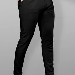 combraided Men Slim Fit Black Lycra Blend Trousers-picture-44