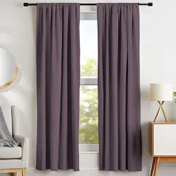 parda online Purple Polyster Solid 9ft Blackout Rod Pocket Window/Door (2 Pc)-picture-28