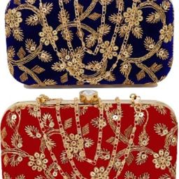 Casual, Formal, Party Blue, Red Clutch-image-26