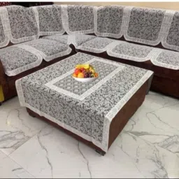 Polycotton Floral 3+3 Seater L-Shape Sofa Cover-image-18