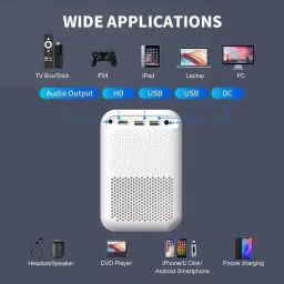 Omex DLP Short Throw Android 10. Wifi 5G BT 5.1 Electronic Focus 6D Keystone Dolby (4000 lm / 2 Speaker / Wireless / Remote Controller) Portable Projector image 2
