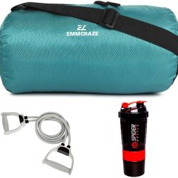 EMMCRAZ MULTIPURPOSE EMMCRAZ GYM BAG+ TONING TUBE + SHAKER BOTTLE Fitness Accessory Kit Kit-image-2