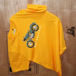 Men Printed Round Neck Pure Cotton Yellow T-Shirt-image-99