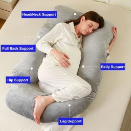 J Shape Polyester Fibre Abstract Pregnancy Pillow Pack of 1-image-43