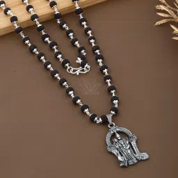 Original Karungali Malai With God Murugan Locket For Men - Certified Black Ebony Wood Necklace-image-6