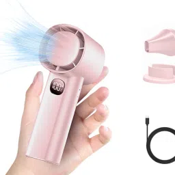 MAK Portable Handheld Fan, Rechargeable, 10000RPM Speed(1-100) with Digital Display Hand Fan for Travel, Office, Camping, Makeup USB Fan-picture-18