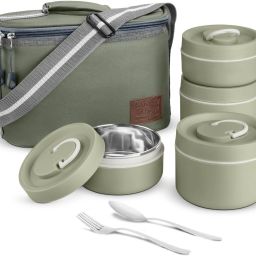 By Classic Essentials Luscious Microwave, Insulated Tiffin Set with Bag &Cutlery 4 Containers Lunch Box-image-28