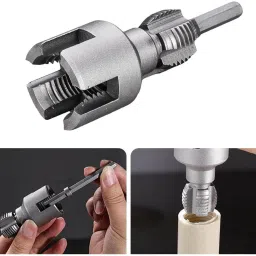 uptodateprouducts Pipe Thread Cutting Tool Integrated Internal and External,Pipe Threading Tool Pvc Pipe Threader for 1/2'' 3/4'' 1'' Dies, Electric Drill Compatible Threading image 4