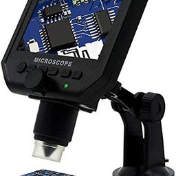 Microware Wireless Digital Microscope 3.6MP 4.3" LCD Electronic Microscopes with 1-600X, 8 LED Adjustable Light 1080P Image Sensor with Rechargeable Lithium Battery and Adjustable Stand for Cellphone PC image 1
