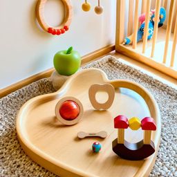 Natural.Toys Neem Wood Teether Combo for Infant (AppleTeether + 75Mm Ring Teethers + 2 Chusni Soother) Baby Teethers Set image 3