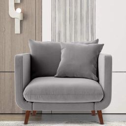 casacraft from pepperfry Frejol Velvet 1 Seater Sofa In Grey Colour-picture-33