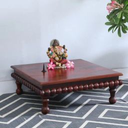 Sheesham Wood Pooja Chowkie In Brown By Globally Indian-picture-24
