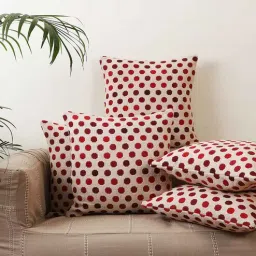 jamio firati Beige Cotton Geometric 18x18 inches Cushion Covers (Set of 2)-picture-3