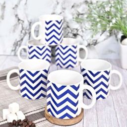 femora Blue 180 ml Ceramic Zig Zag (Set of 6) Tea Cup Set-picture-7
