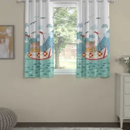 Multicolor Polyester Abstract 5ft Semisheer Eyelet (2 pc) Window Kids Curtain by ROSARAHOME-picture-14