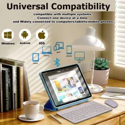 RODEX Bluetooth Keyboard and Mouse Combo,Ultra-Slim Ergonomic Small Rechargeable for Apple iPad iPhone Samsung Tablet Phone Android PC Computer Mac Smartphone Keyboard Skin image 5