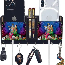 UV PRINTED DESIGNER RADHE KRISHNA Wood Key Holder-image-30