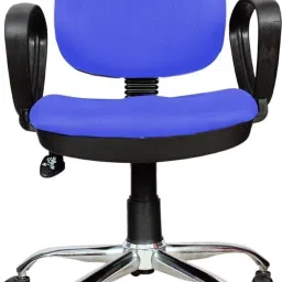 803 Cushioned Low Back Revolving Chair with push back mechanism in Blue Fabric Office Executive Chair-image-34