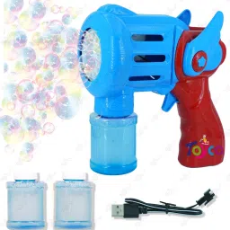 15 Holes Unlimited Bubble Machine RECHARGEABLE Toy Gun with Two Refill Bottles__ Guns & Darts-25