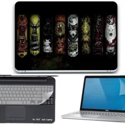Lonaar 3IN1 Vinyl Decal Laptop Skin Sticker Combo With Screen Guard & Key Guard (3493) Combo Set-12
