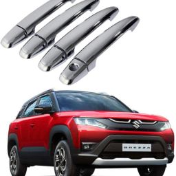 Door Catch Handle Cover Chrome Finishing Suitable For Maruti Brezza (2022) Car Grab Handle Cover-image-1
