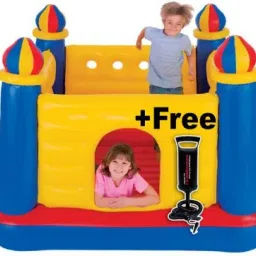 Inflatable (IND*6466) Playhouse, Trampoline Playground With Free Pump Inflatable Hoppers & Bouncer-32