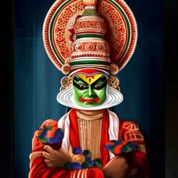 Kathakali Photo Frame | Kathakali Painting Digital Reprint 13.5 inch x 10 inch Painting-image-57