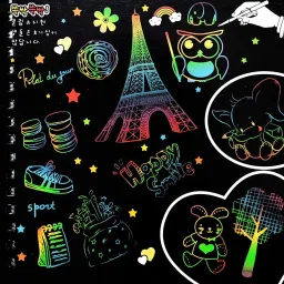 bm retail A4 Rainbow Art Scratch Paper Book Sheets with Stylus, COMBO Sketch Pad image 5
