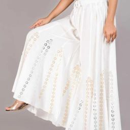Women Regular Fit White Viscose Rayon Trousers-image-9