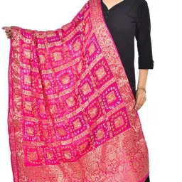 Jacquard, Art Silk Self Design Pink Women Dupatta-image-46