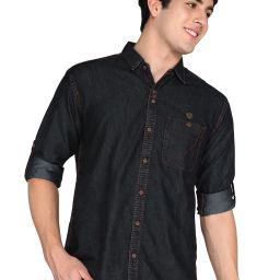 Men Regular Fit Solid Spread Collar Casual Shirt-image-4