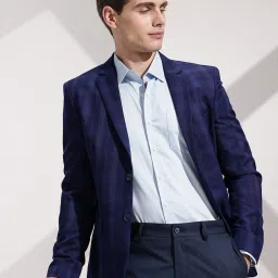 Men Checkered Double Breasted Formal Blazer-image-61