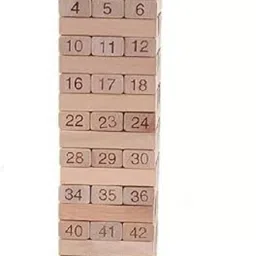 Wooden Number Stacking Classic Traditional Game Toy 48 Pcs Blocks 4 Dices-0
