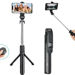 MOOLYP Selfie Stick Tripod with Built-in Wireless Remote |Rotation Head and 360°rotatable Phone Holder for Vlogging, Video Shooting, YouTube etc Compatible with All Mobile Phones Extendable Bluetooth Selfie Stick Cum Tripod with Detachable Bluetooth Wireless Remote Tripod, Monopod, Tripod Bracket, Tripod Ball Head, Tripod Kit-33