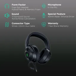 RAZER Kraken V3 X RZ04-03750100-R3M1 Wired Gaming Headset with Active Noise Cancellation (7.1 Surround Sound, Over Ear, Black) image 2