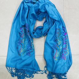 Self Design Viscose Women Light Blue Fancy Scarf-image-35