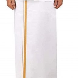 MINISTER COTTON DHOTHI Men's Cotton Dhoti | Veshti | 8 Mulam (4 Meters) Solid Men Dhoti-image-0