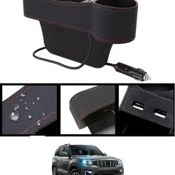 Seat Gap Black Organizer Front Seat With USB Ports,Cup,Phone,Key,Coin Holder201 Car Side Seat Catcher-21