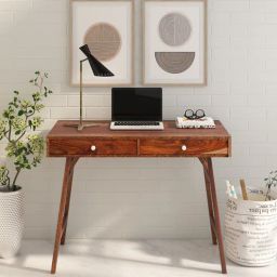woodsworth from pepperfry Memphis Sheesham Wood Writing Table In Scratch Resistant Provincial Teak Finish-picture-21