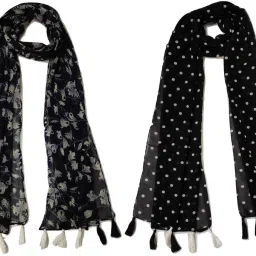 Printed Chiffon Women Multicolor Scarf, Stole, Fancy Scarf-image-13