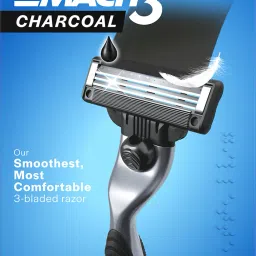 gillette Mach3 Charcoal Shaving Razor for men with New Exfoliating Charcoal Lubrastrip, Men image 2