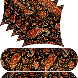 Combo Set Of 5 Cushion And 2 Microfibre Floral Bolster Pack of 7-20