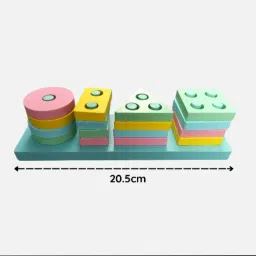 playfull Wooden Rectangle Montessori Stacker Unique Geometric Blocks Shape image 3