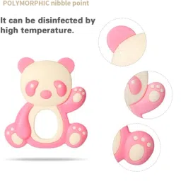 isweven BPA Free Soft Panda Shaped Silicone Chew Toy Teethers for Babies (BT9004C) Teether image 5