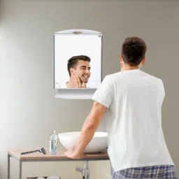 Grooming Items Storage Organizer With Shaving Bathroom Mirror-image-66